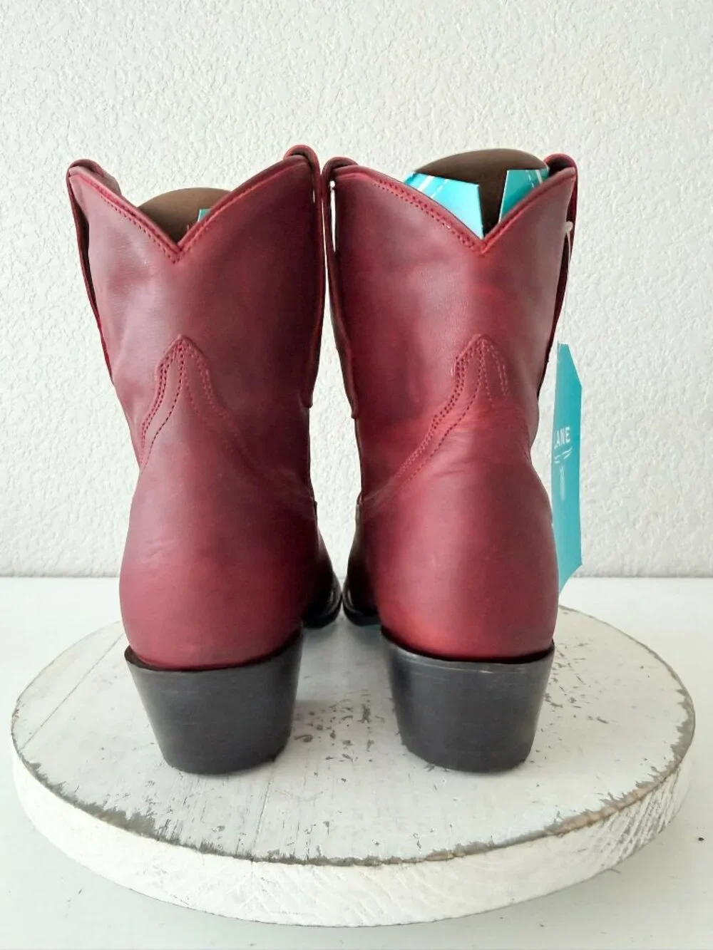 Lane Boots EMMA JANE Red Cowboy Booties Womens 9.5 Western Snip Toe Short Ankle